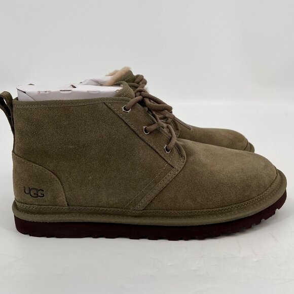 UGG Neumel Classic Suede Boots Size 10 Olive Lace Up Sheepskin Lined - Picture 5 of 15